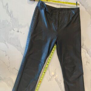 Danier - Leather, Zipper & Snap Button Front, Straight leg, Black, Pant Size 12